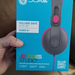 Brand New In Sealed Box JLab JBuddies Studio Kids Headphones - Gray and Pink